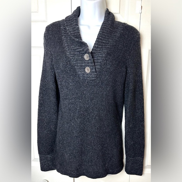 EXOFFICIO Shawl Collar Sweater Charcoal Gray Soft Knit Pullover Style Wool REI - Picture 11 of 11